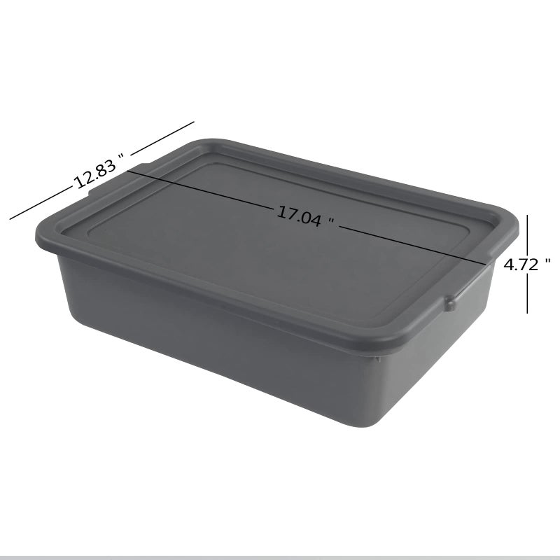 Nicesh 3-Pack 13 L Plastic Commercial Bus Tub, Gray Bus Box with Lid - Image 2